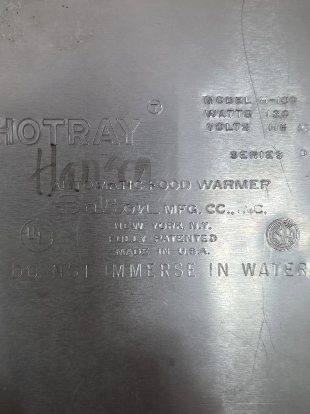 Salton Hotray Vintage Electric Food Warmer Hot Plate 6in H-100 MCM